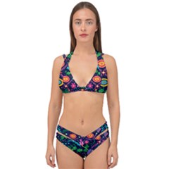 Colorful Pattern Double Strap Halter Bikini Set by Hansue