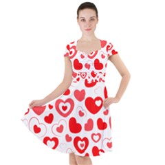 Hearts Cap Sleeve Midi Dress by Hansue