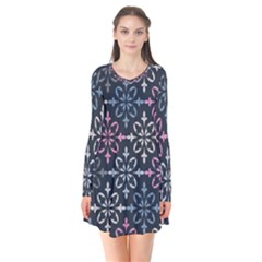 Background Wallpaper Abstract Art Long Sleeve V-neck Flare Dress by Nexatart