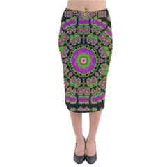 Flowers And More Floral Dancing A Happy Dance Velvet Midi Pencil Skirt by pepitasart