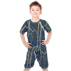 Green Leaves Blue Background Night Kid s Set by Nexatart