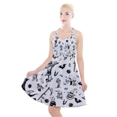 Halloween Pattern Halter Party Swing Dress  by Valentinaart