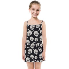 Halloween Skull Pattern Kids Summer Sun Dress by Valentinaart