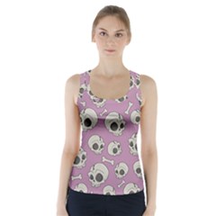 Halloween Skull Pattern Racer Back Sports Top by Valentinaart