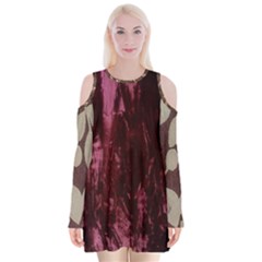 Wordsworth Red Mix 2 Velvet Long Sleeve Shoulder Cutout Dress by DeneWestUK