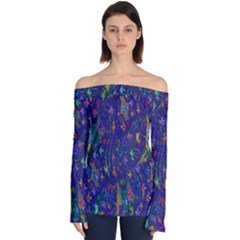 Indigo Fishes Off Shoulder Long Sleeve Top by 1dsign