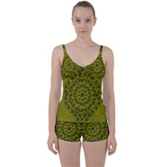 Flower Wreath In The Green Soft Yellow Nature Tie Front Two Piece Tankini by pepitasart