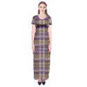 Playing With Plaid Kitten (Purple) Halloween Pattern Short Sleeve Maxi Dress View1