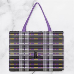 Playing With Plaid Kitten (purple) Halloween Pattern Zipper Medium Tote Bag by emilyzragz