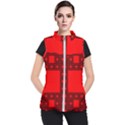 Red Sierpinski Carpet Plane Fractal Women s Puffer Vest View1