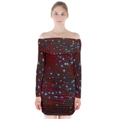 Background Christmas Decoration Long Sleeve Off Shoulder Dress by Sapixe