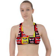 Angry Face Criss Cross Racerback Sports Bra by ArtworkByPatrick