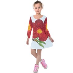 Deep Plumb Blossom Kids  Long Sleeve Velvet Dress by lwdstudio