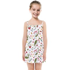 Floral Christmas Pattern  Kids Summer Sun Dress by Valentinaart