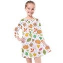 Thanksgiving pattern Kids  Quarter Sleeve Shirt Dress View1