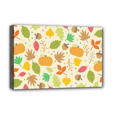 Thanksgiving Pattern Deluxe Canvas 18  X 12  (stretched) by Valentinaart