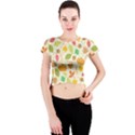 Thanksgiving pattern Crew Neck Crop Top View1