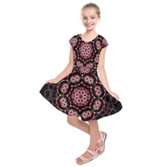 Fantasy Flowers Ornate And Polka Dots Landscape Kids  Short Sleeve Dress by pepitasart