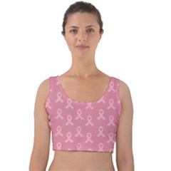 Pink Ribbon - Breast Cancer Awareness Month Velvet Crop Top by Valentinaart