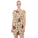 Thanksgiving Turkey pattern Cap Sleeve Bodycon Dress View1