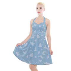 Christmas Pattern Halter Party Swing Dress  by Valentinaart