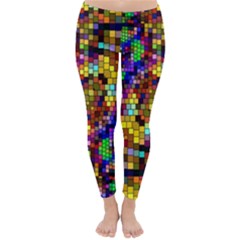 Color Mosaic Background Wall Classic Winter Leggings by Sapixe