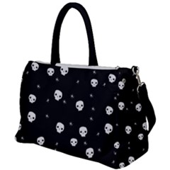 Pattern Skull Stars Halloween Gothic On Black Background Duffel Travel Bag by genx