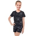 Pattern Spiderweb Halloween Gothic on black background Kids  Mesh Tee and Shorts Set View1