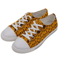 Pattern Pumpkin Spider Vintage Halloween Gothic Orange And Black Women s Low Top Canvas Sneakers by genx