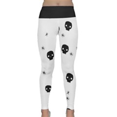 Pattern Skull Stars Handrawn Naive Halloween Gothic Black And White Lightweight Velour Classic Yoga Leggings by genx