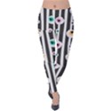 Pattern Eyeball black and white naive stripes Gothic Halloween Velvet Leggings View1