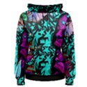 Graffiti Woman and Monsters turquoise cyan and purple Bright Urban Art with stars Women s Pullover Hoodie View1