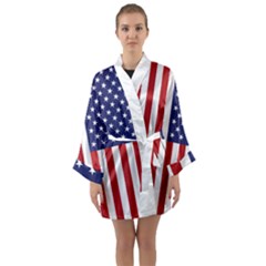 Us Flag Stars And Stripes Maga Long Sleeve Kimono Robe by snek