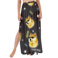 Doge Much Thug Wow Pattern Funny Kekistan Meme Dog Black Background Maxi Chiffon Tie-up Sarong by snek