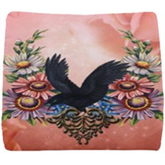 Wonderful Crow With Flowers On Red Vintage Dsign Seat Cushion by FantasyWorld7