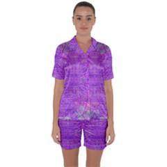 Hot Pink And Purple Abstract Branch Pattern Satin Short Sleeve Pyjamas Set by myrubiogarden