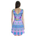 Pink And Purple Dahlia On Blue Pattern Split Back Mini Dress  View2