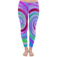 Groovy Abstract Red Swirl On Purple And Pink Classic Winter Leggings by myrubiogarden