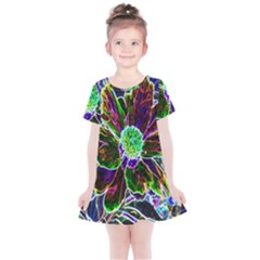 Abstract Garden Peony In Black And Blue Kids  Simple Cotton Dress by myrubiogarden