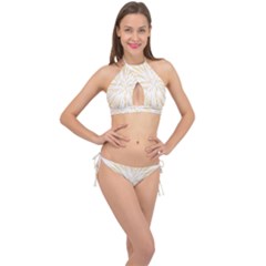 Yellow Firework Transparent Cross Front Halter Bikini Set by Mariart