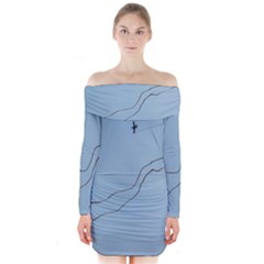 Airplane Airplanes Blue Sky Long Sleeve Off Shoulder Dress by Mariart