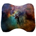 Lagoon Nebula Interstellar Cloud Pastel pink, turquoise and yellow stars Velour Head Support Cushion View1