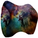 Lagoon Nebula Interstellar Cloud Pastel pink, turquoise and yellow stars Velour Head Support Cushion View3