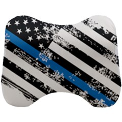 Usa Flag The Thin Blue Line I Back The Blue Usa Flag Grunge On White Background Head Support Cushion by snek