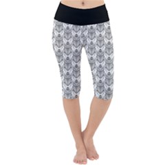 Scarab Pattern Egyptian Mythology Black And White Lightweight Velour Cropped Yoga Leggings by genx