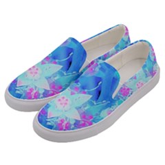 Blue And Hot Pink Succulent Underwater Sedum Men s Canvas Slip Ons by myrubiogarden