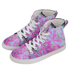 Hot Pink And White Peppermint Twist Garden Phlox Women s Hi-top Skate Sneakers by myrubiogarden