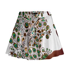 Peacock Graceful Bird Animal Mini Flare Skirt by Wegoenart