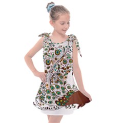 Peacock Graceful Bird Animal Kids  Tie Up Tunic Dress by Wegoenart