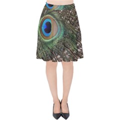 Peacock Tail Feathers Velvet High Waist Skirt by Wegoenart